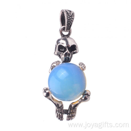 Gems Precious Opal Jewelry Skull Silver Pendant